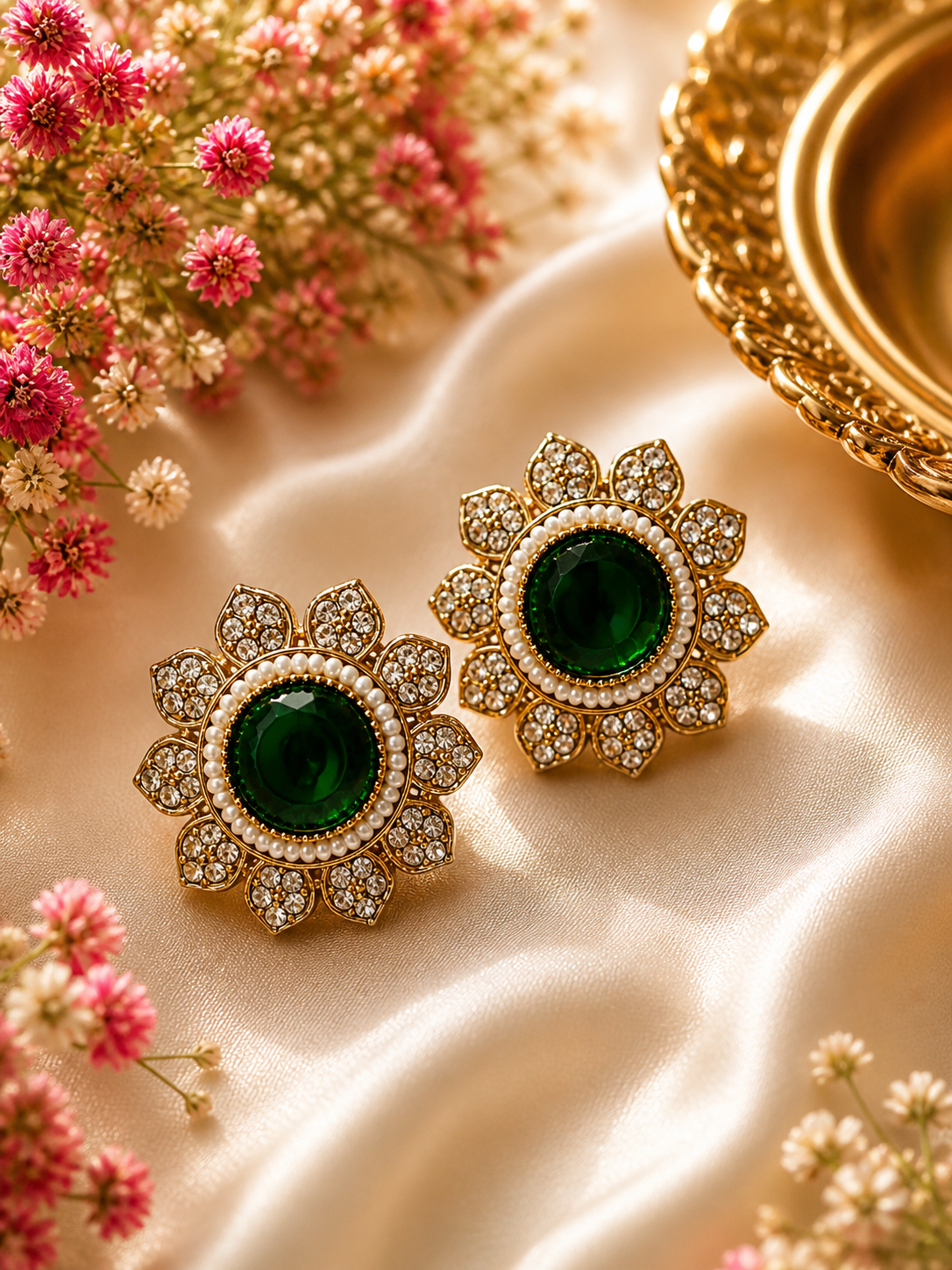 Emerald Soleil Royale Stud Earrings - Image 3