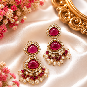 Ruby Pearl Luxe Drop Earrings