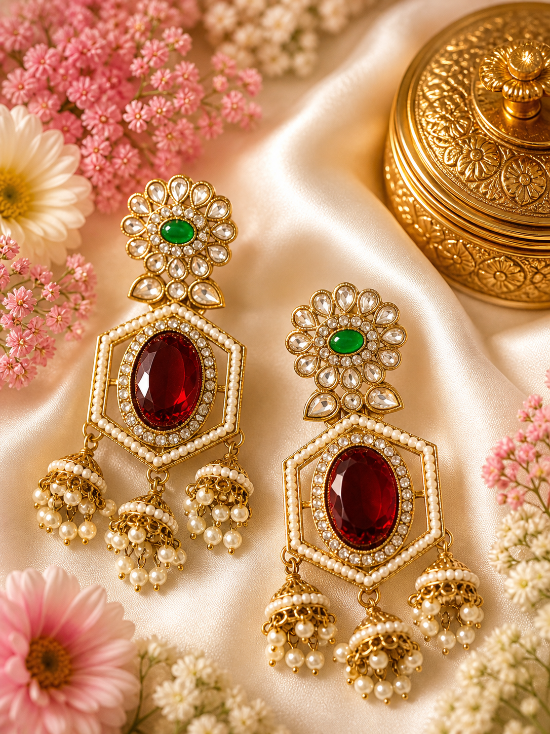 Royal Hexa Jhumka Statement Earrings