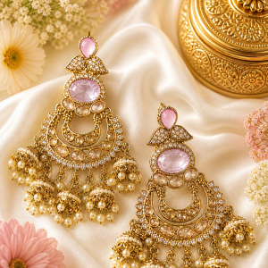 Royal Pastel Jhumka Chandbali Earrings