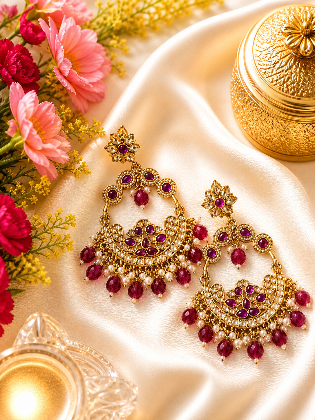 Royal Ruby Chandbali Earrings