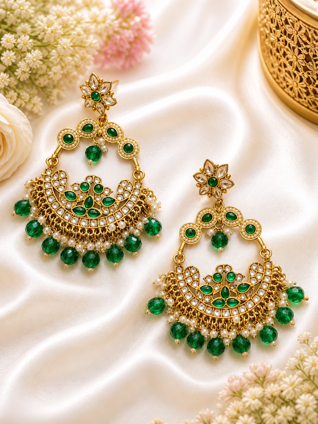 Royal Ruby Chandbali Earrings - Image 2