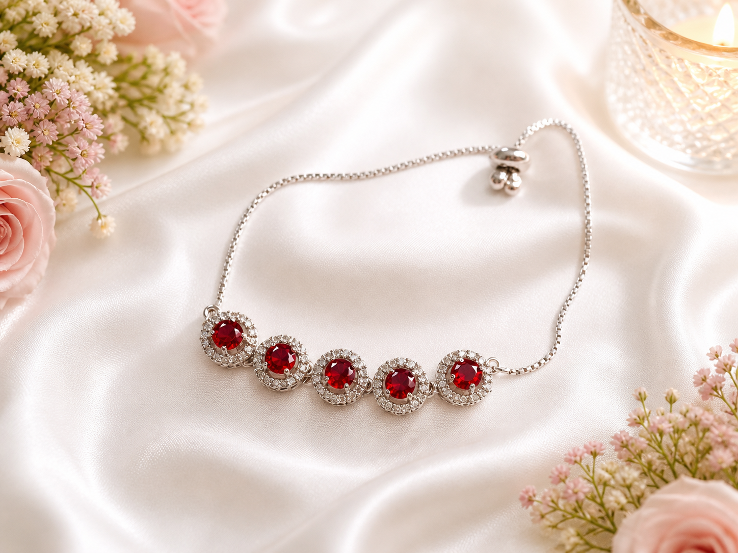 Silver Halo Crystal Adjustable Bracelet Collection - Image 2
