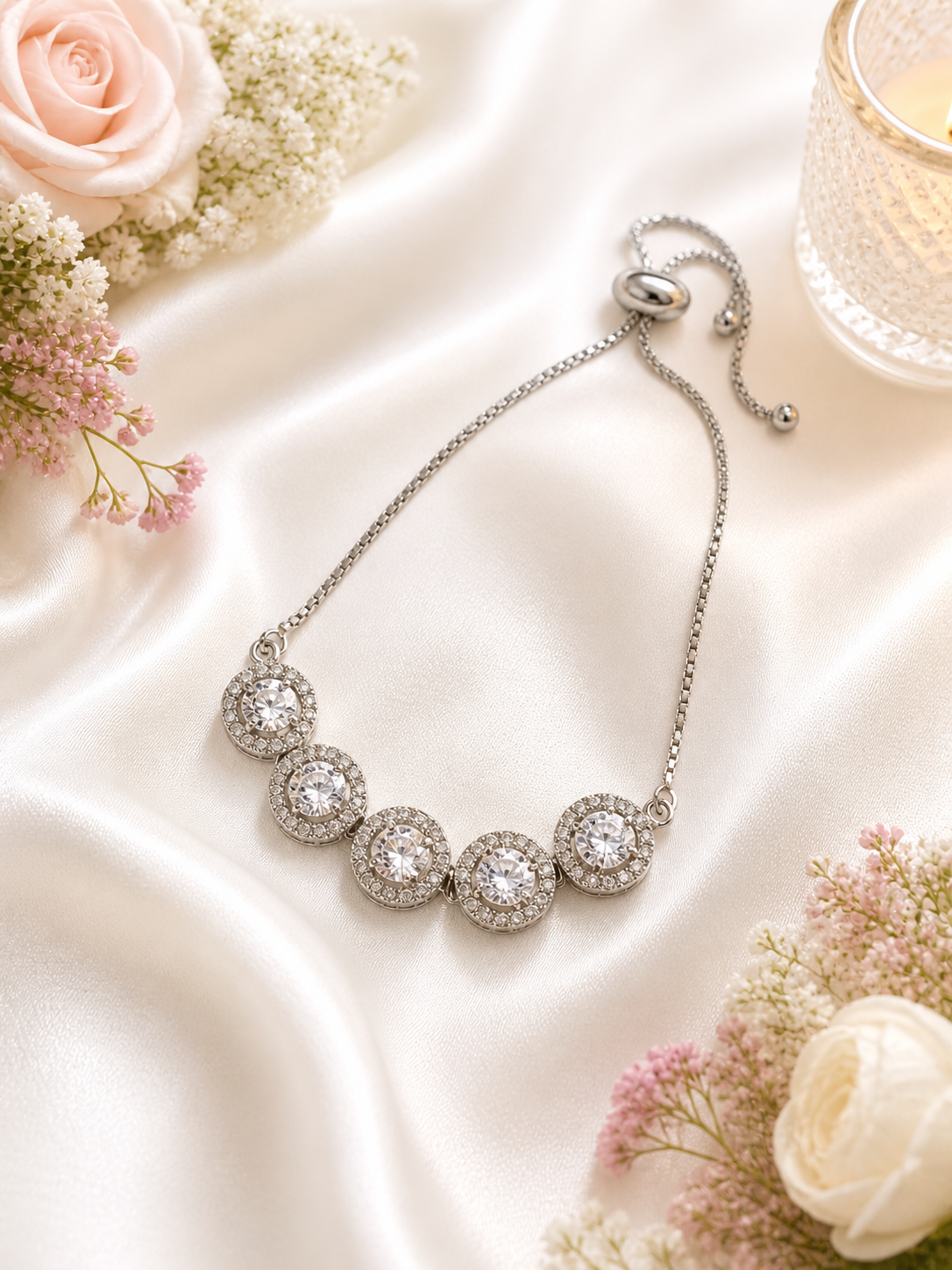 Silver Halo Crystal Adjustable Bracelet Collection - Image 4