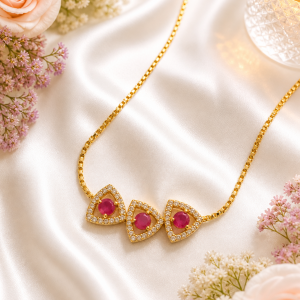 Elegant Gold Tri-Stone Adjustable Bracelet (Crystal Frame Collection)