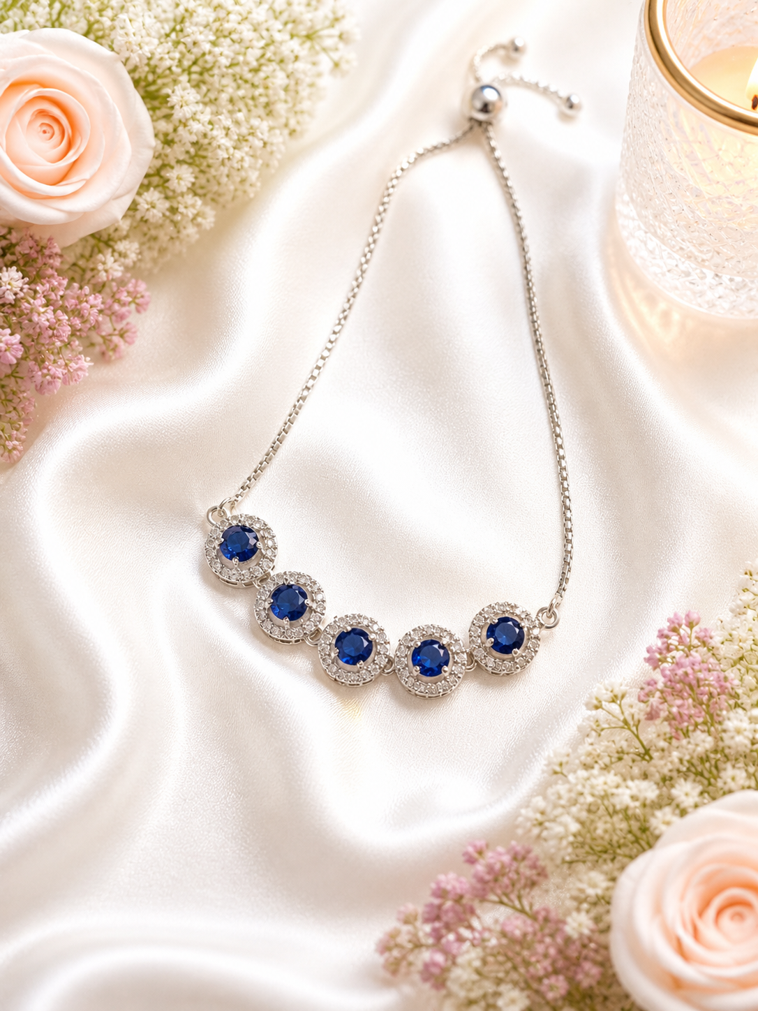 Silver Halo Crystal Adjustable Bracelet Collection - Image 3