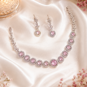 ✨ Rosé Elegance AD Necklace Set ✨