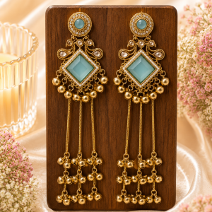 Aarika Mint Kundan Earrings
