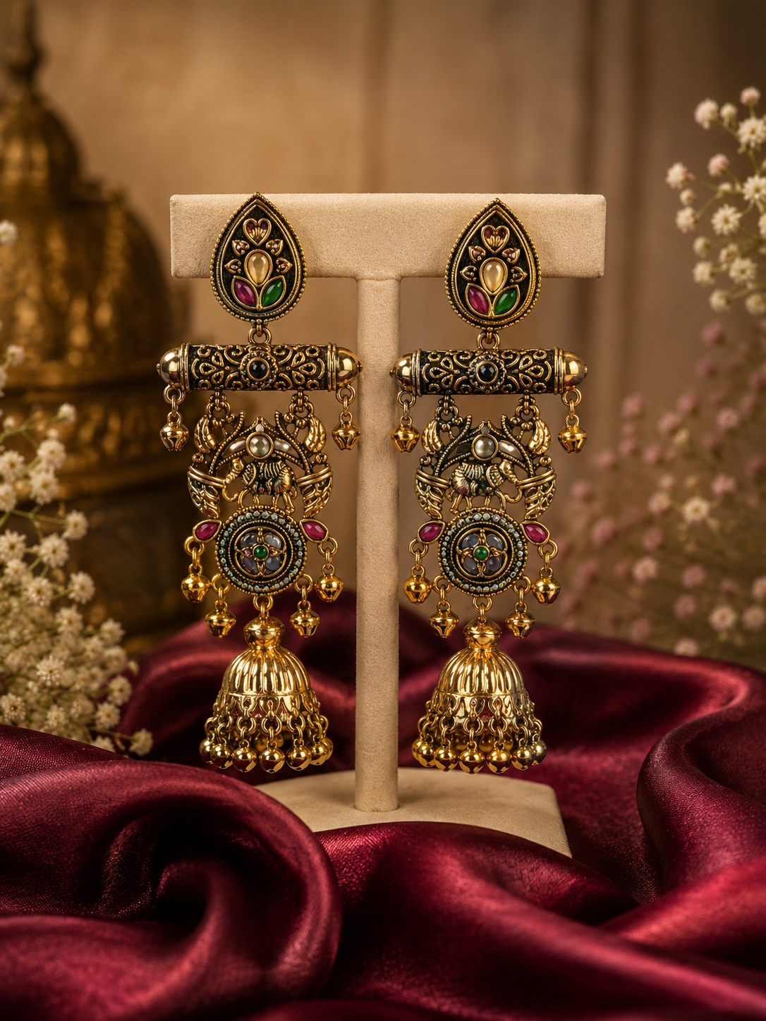 Regal Heritage Antique Jhumka Earrings - Image 3
