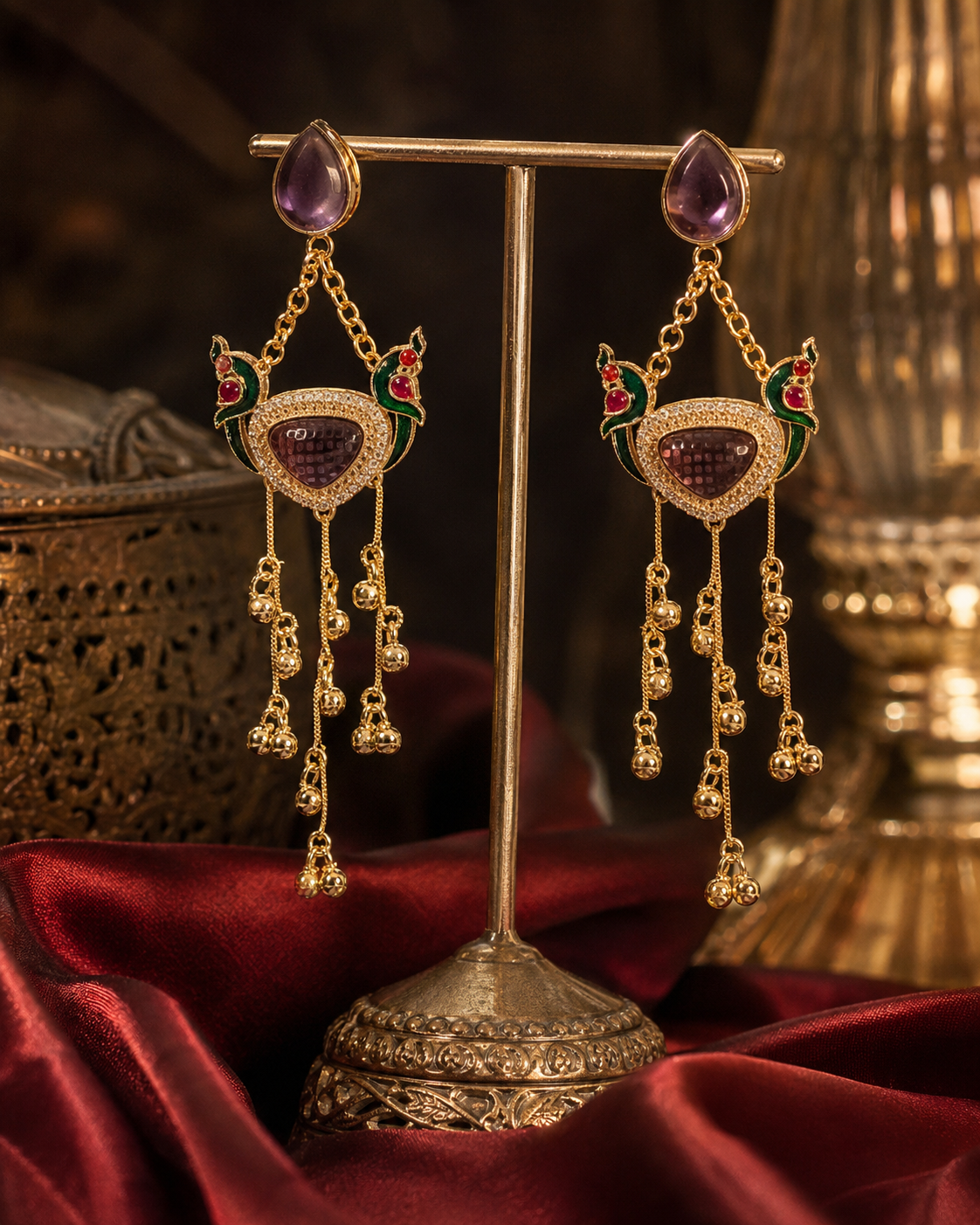 Regal Peacock Heritage Earrings - Image 3
