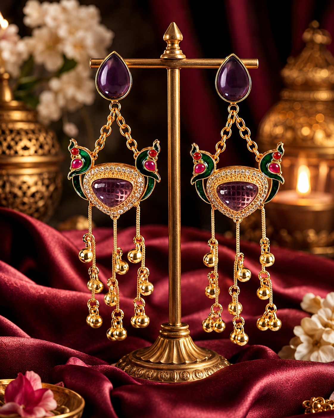 Regal Peacock Heritage Earrings - Image 2