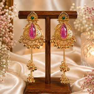 Regal Pink Crystal Statement Earrings