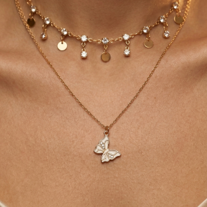 Butterfly Charm Layered Necklace