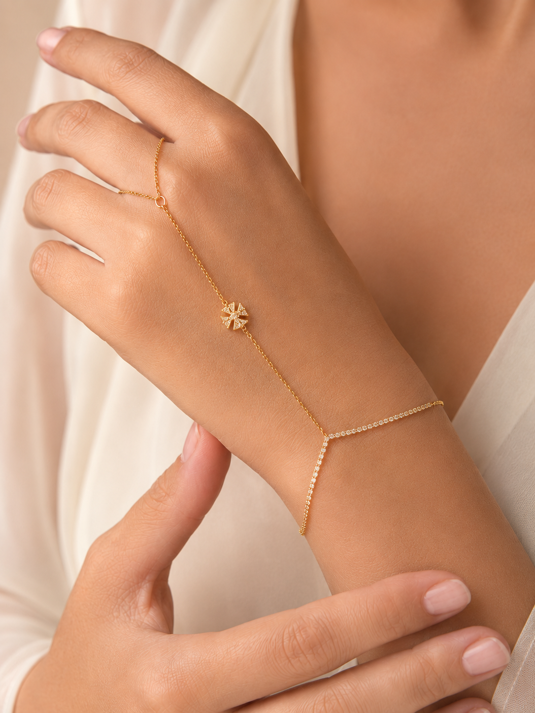 Golden Flutter Hand Harness Bracelet
